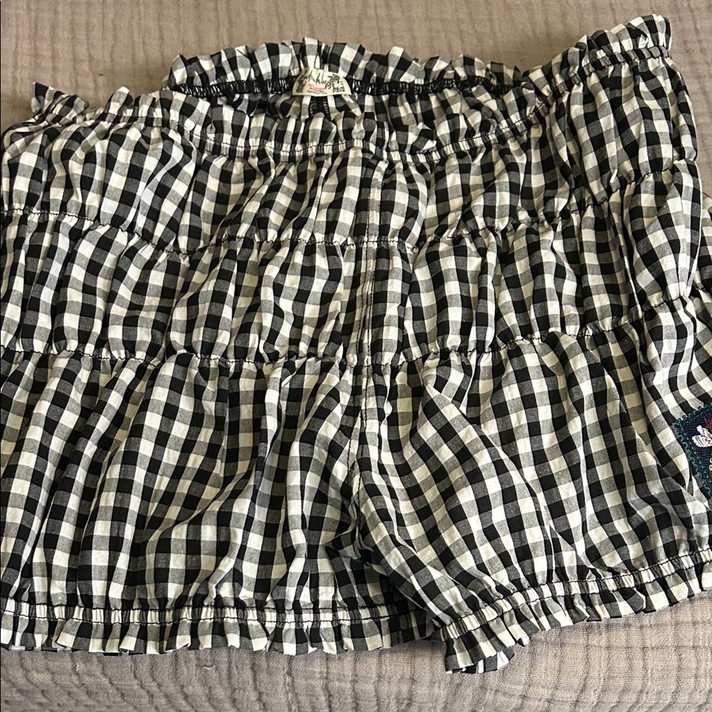 Free people gingham black and white bloomer shorts S